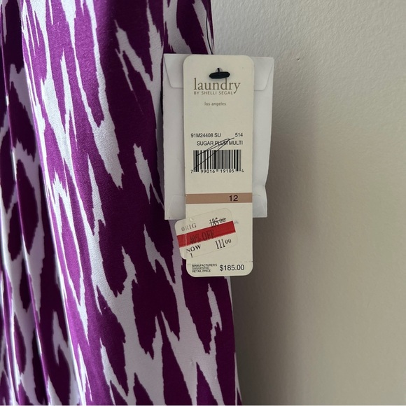 Laundry by Shelli Segal Halter Dress Size 12 Purple Ikat Print NWT - Picture 3 of 7